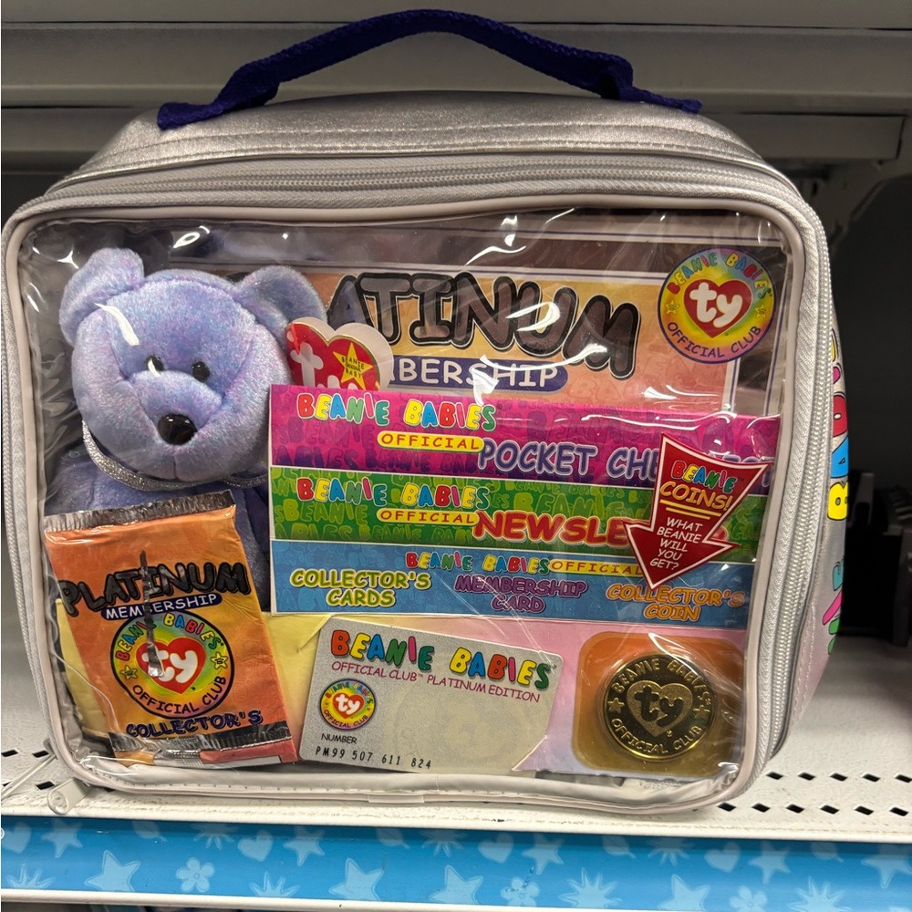 Ty Beanie Babies Platinum Membership Set with Purple Bear